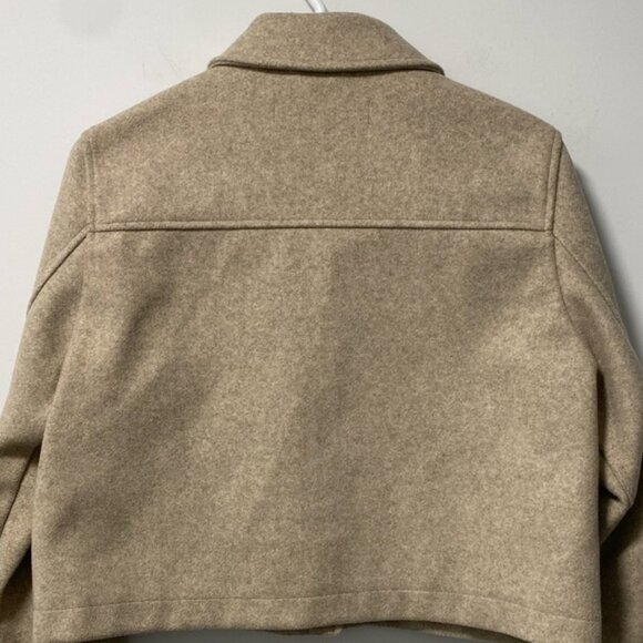 Zara Soft Camel Cropped Jacket Size L — Button Front with Flap Pockets - Picture 6 of 9